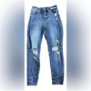 Kancan Women's Ultra High Rise Skinny Ankle Kurvy Size 26 Distressed